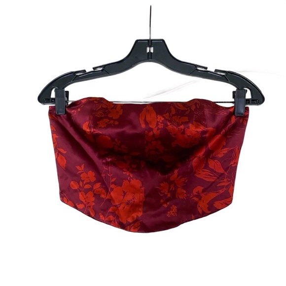 Reformation Maia Silk Corset Strapless Top Brick Floral 4 NWT - Picture 2 of 7